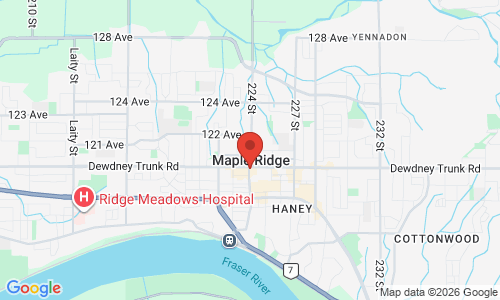 Google map image of our location in 22410 Dewdney Trunk Rd.  Maple Ridge, BC